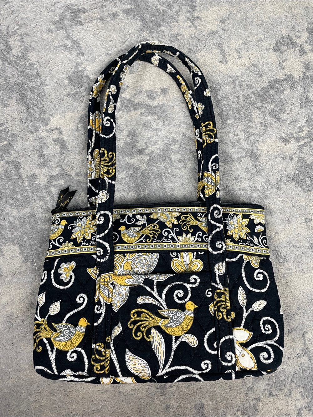 Vera Bradley Little Betsy Shoulder Bag Tote Yellow Bird Floral Retired